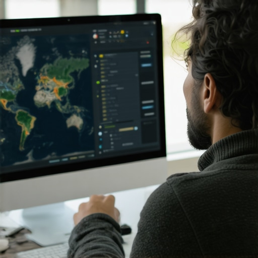 Business owner reviewing SEO analytics for local search optimization.