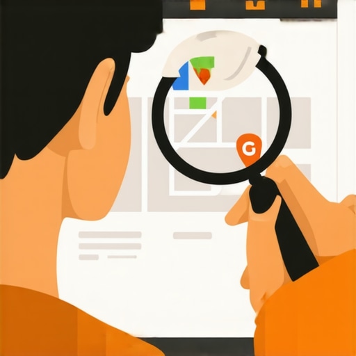 Person examining Google Maps ranking data with a magnifying glass.