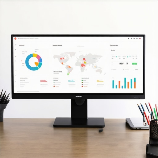Analyzing Local SEO Data A researcher reviewing SEO analytics on a laptop with charts and maps on screen