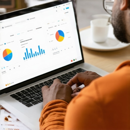 An individual using SEO tools on a laptop to track Google Maps ranking performance.