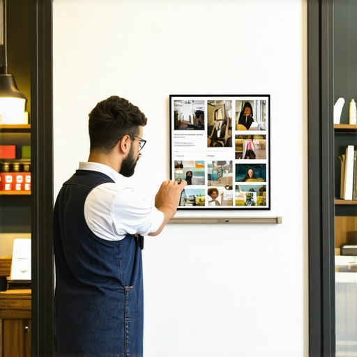 Business owner updating and optimizing Google Maps profile with new photos and details.