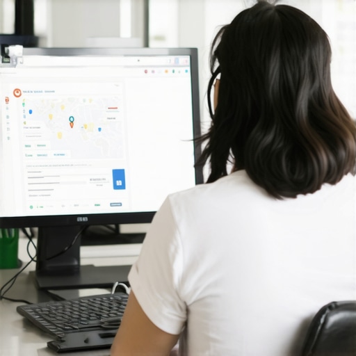 Person reviewing Google Maps analytics and local SEO metrics on a computer