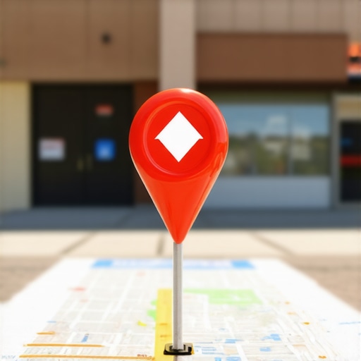 Illustration of map pin with upward arrow representing improved local search visibility.