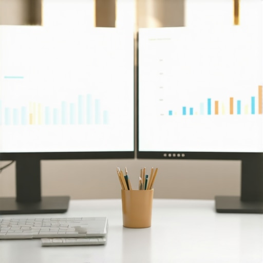 Screen showing local SEO analytics and citation management tools on a desk setup.