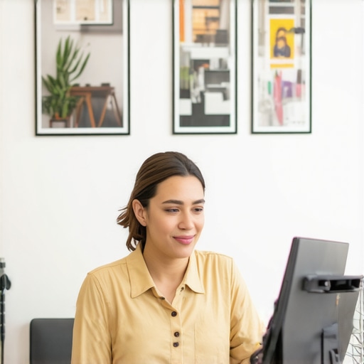 Optimizing Your Map Listing Business owner enhancing Google My Business listing with photos and customer reviews