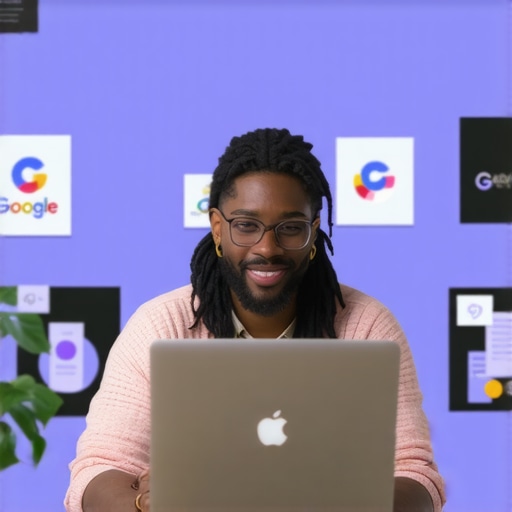 Business Owner Optimizing GMB Photos Business owner uploading high-quality photos to Google My Business profile on a laptop.