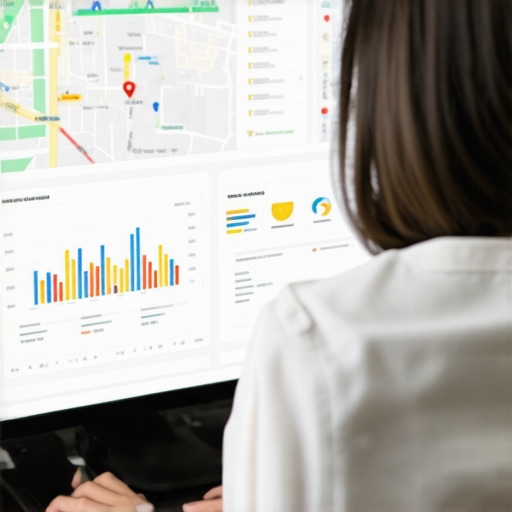 Business owner reviewing local SEO analytics to fix mapping issues