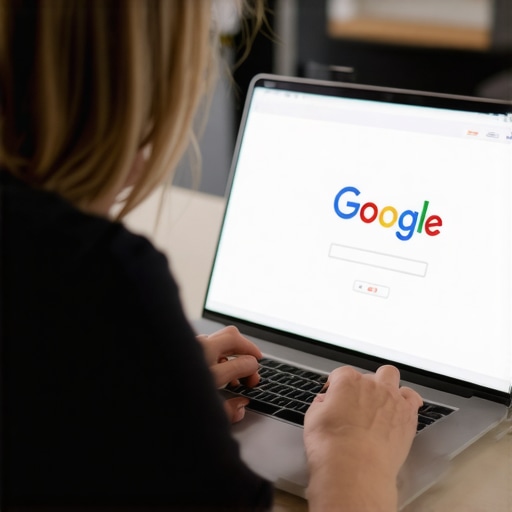 Business owner editing Google My Business profile on a laptop